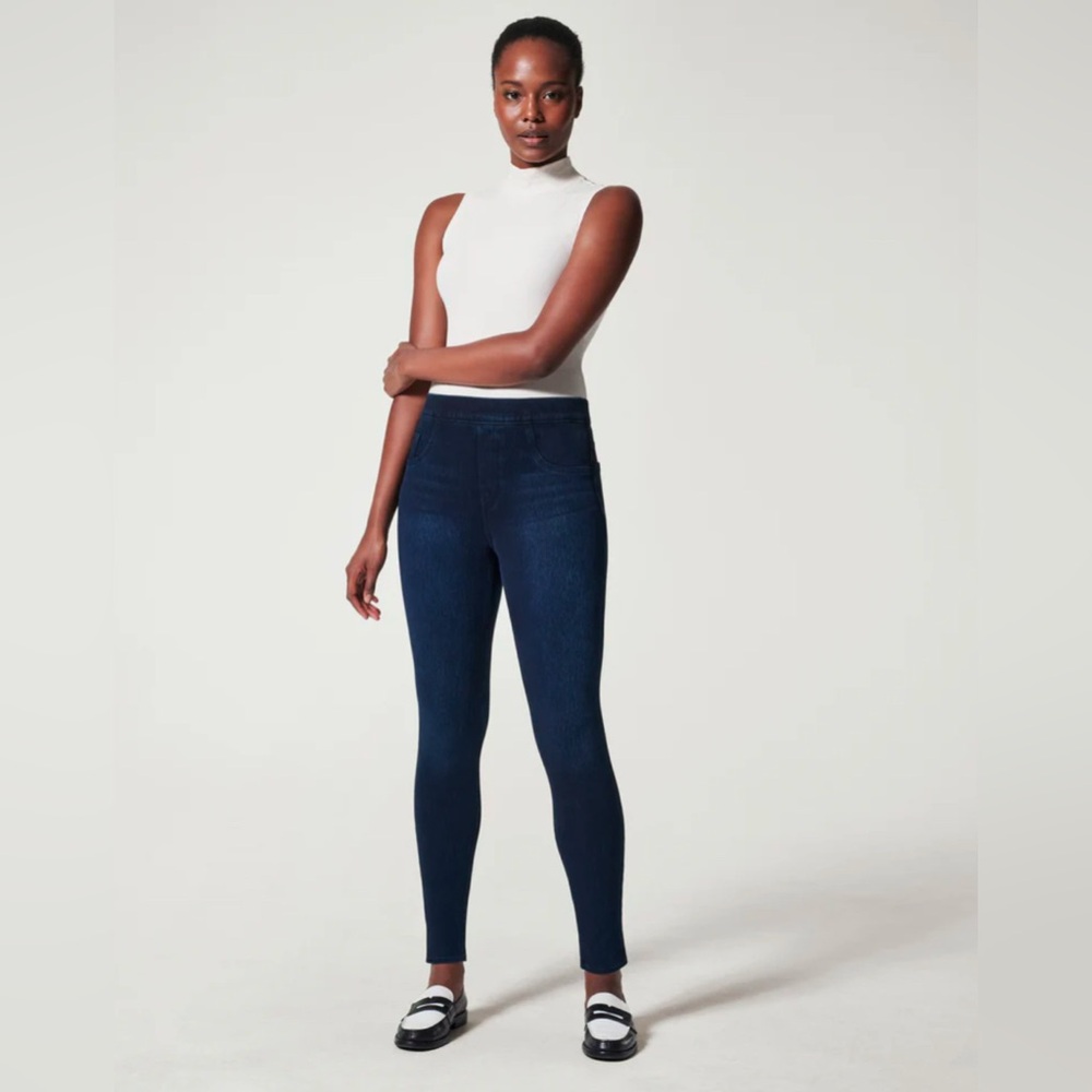 SPANX by Sara Blakely Denim Jeggings Size M Blue Pull On Leggings